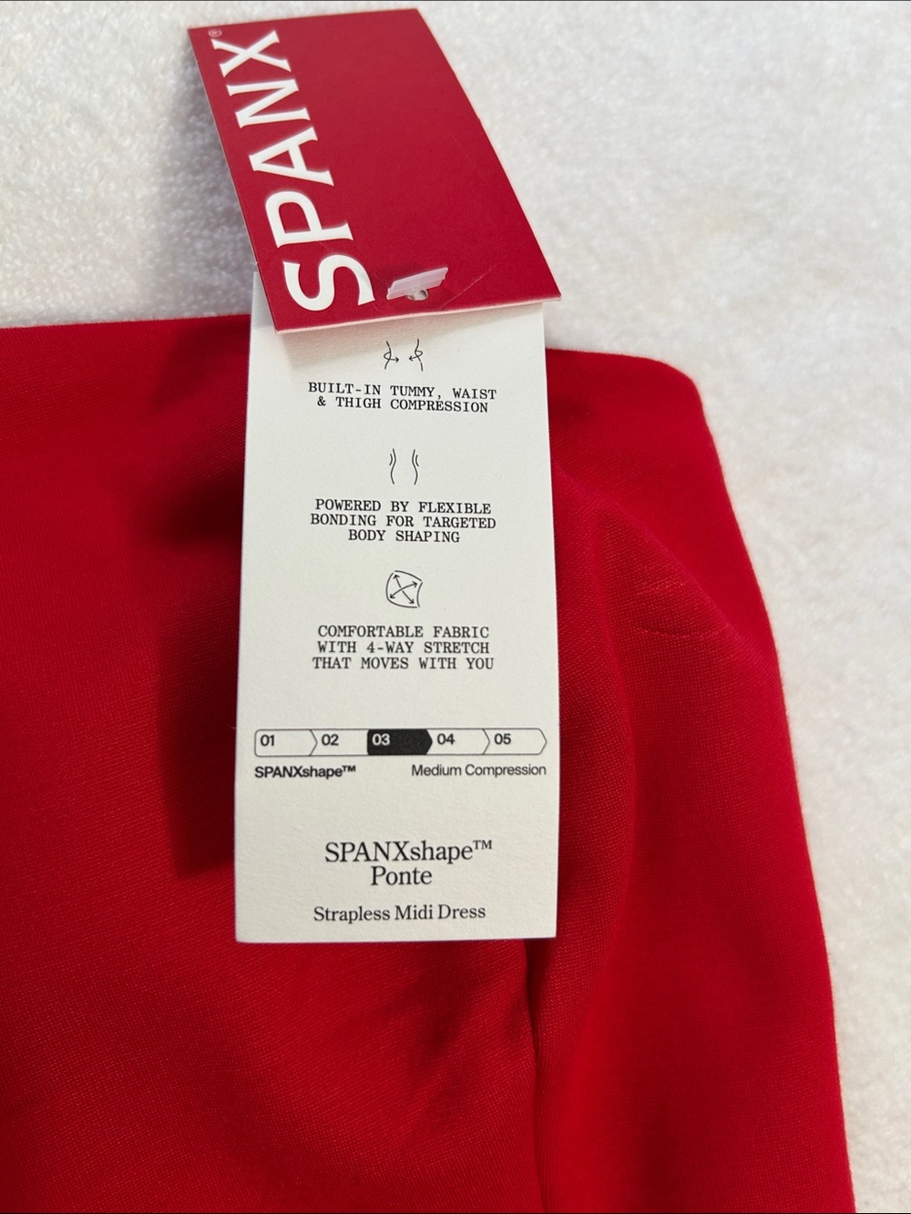 Spanx Large Regular Dress Strapless Ponte Midi Bustier in Spanx Red NWT - Picture 10 of 12